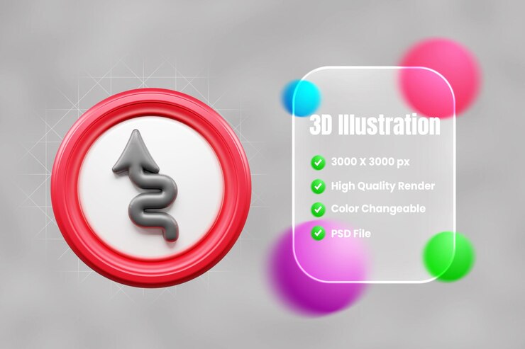 PSD iconos 3d de señales y símbolos de tráfico