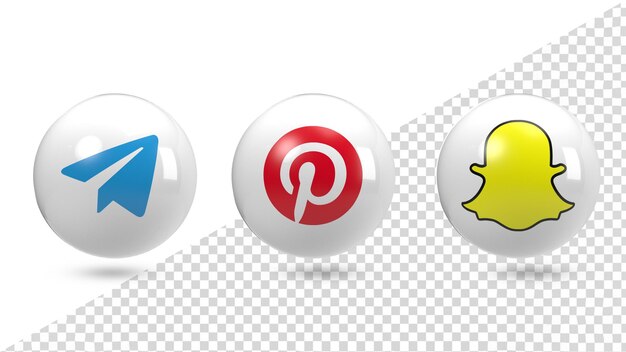 Íconos 3D De telegram pinterest y snapchat a Compose