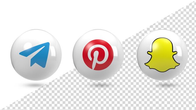 Íconos 3d de telegram pinterest y snapchat a compose
