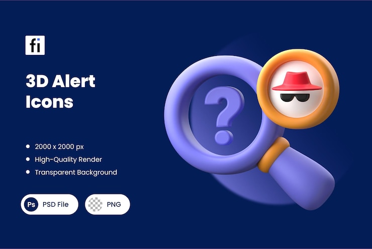 PSD iconos de alerta 3d seguridad y privacidad