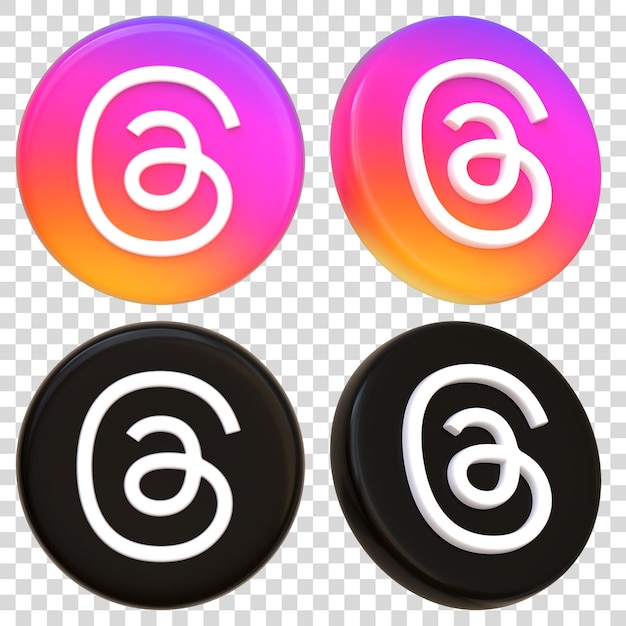 Iconos de aplicaciones de Instagram en varios estilos Ilustración de renderizado 3D