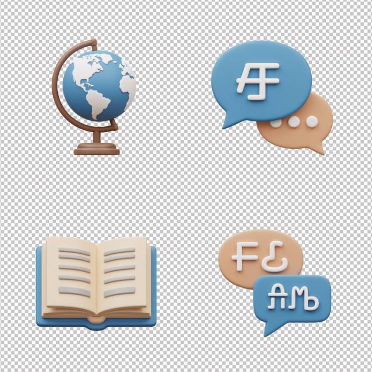 PSD iconos de aprendizaje de idiomas