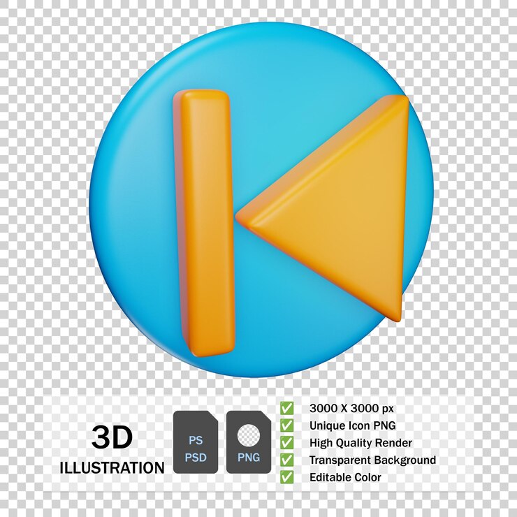 PSD iconos de botón 3d premium hacia atrás