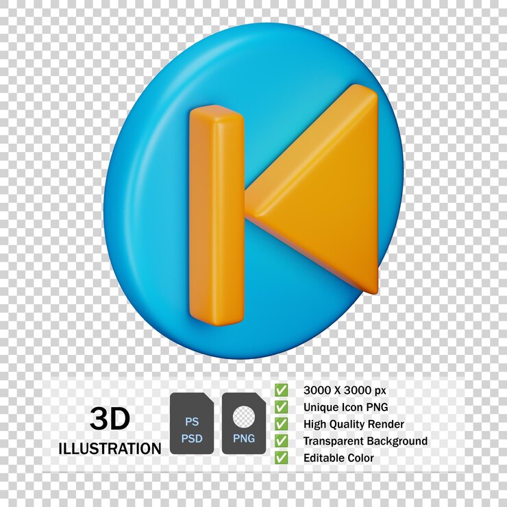 PSD iconos de botón 3d premium hacia atrás