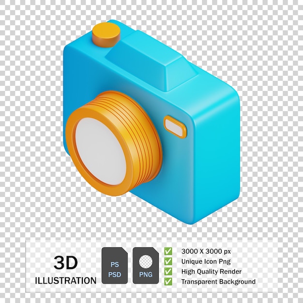 PSD iconos de cámara 3d para folletos de anuncios premium más