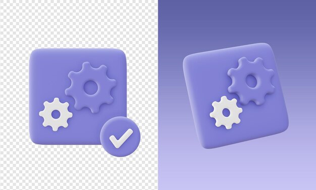 PSD iconos de configuración de engranajes de configuración de representación de dibujos animados 3d para diseños de redes sociales de aplicaciones móviles web ui ux