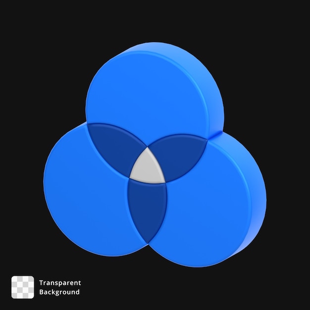 Iconos de diagramas de Venn en 3D