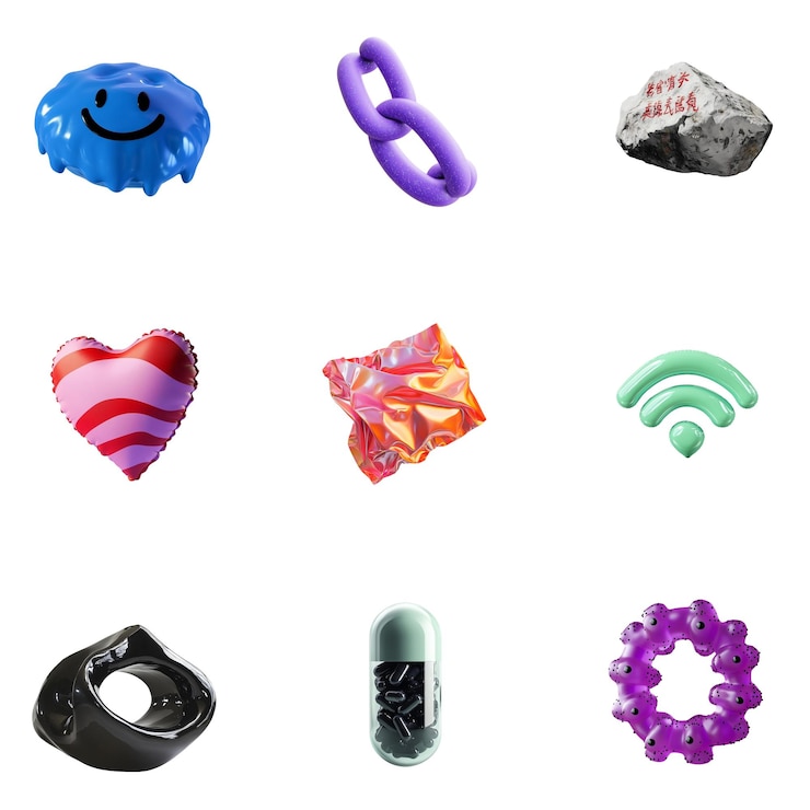 PSD iconos y elementos abstractos renderizados en 3d de colores