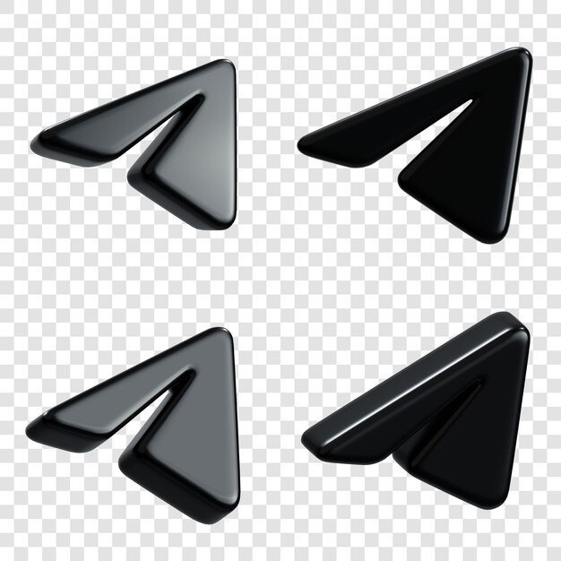 Iconos de envío de telegramas en negro configurado Renderizado en 3D