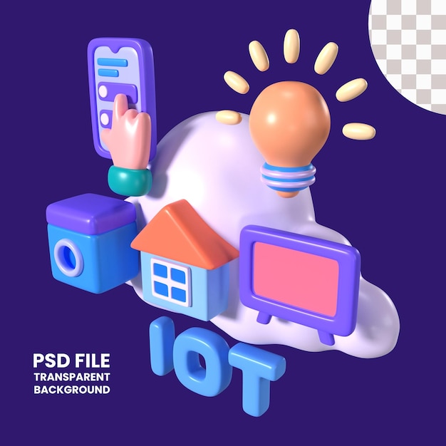 PSD iconos de ilustración 3d de iot