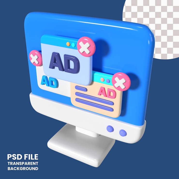 PSD iconos de ilustraciones 3d de programas publicitarios