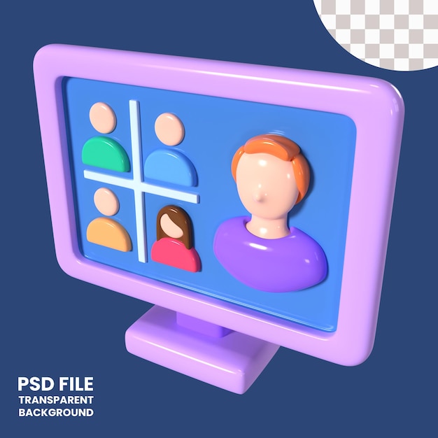 PSD iconos de ilustraciones 3d para webinarios