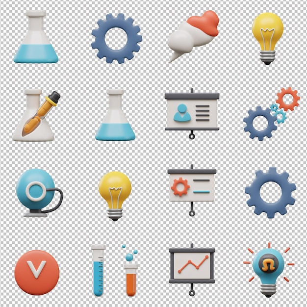 Iconos de innovación en 3D