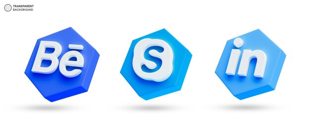 Iconos de logotipo de redes sociales aislados 3d render ilustración