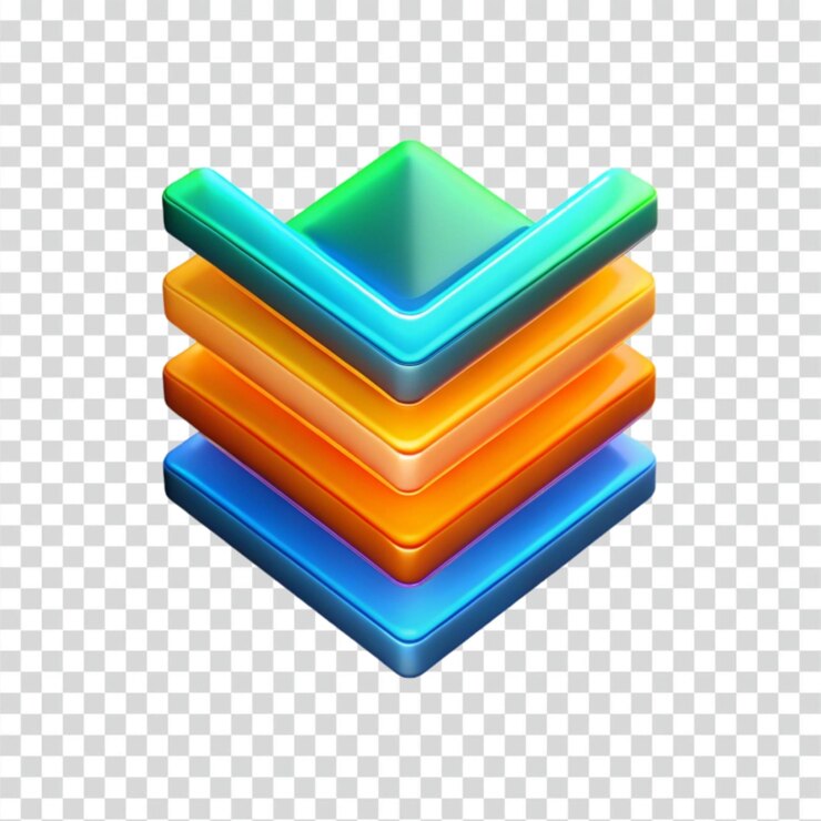 PSD iconos de marcas de comprobación 3d apiladas de colores