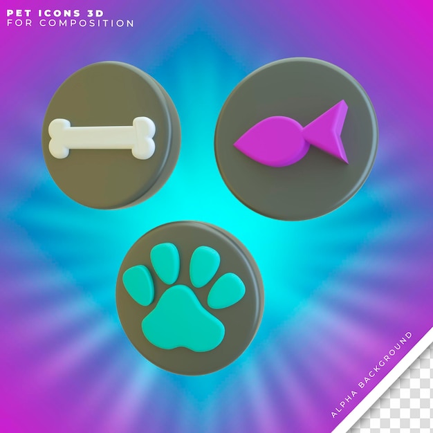 Iconos de mascotas 3d