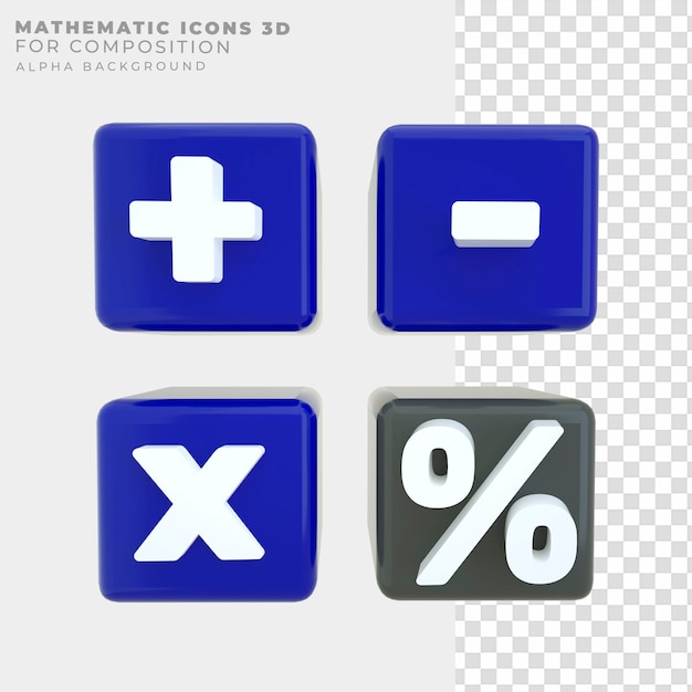 Iconos matemáticos de renderizado 3D
