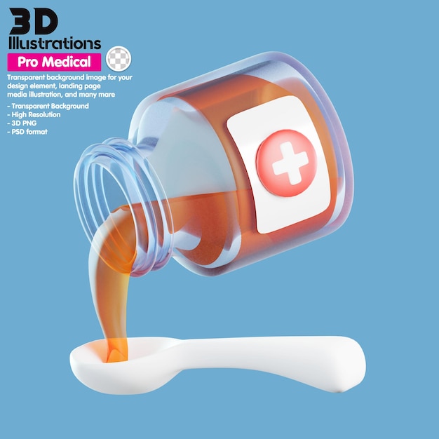 Iconos médicos 3d, vista frontal saludable médica ilustración de representación 3d icono de fondo transparente