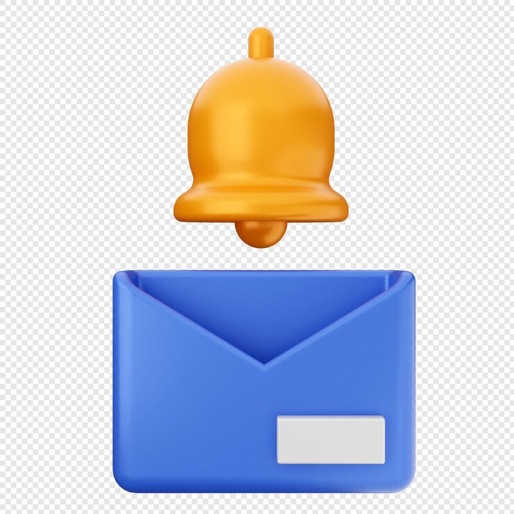PSD iconos de notificación en 3d y recordatorio de alerta de campana