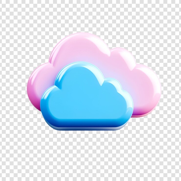 PSD iconos de nubes 3d rosas y azules diseño de arte digital
