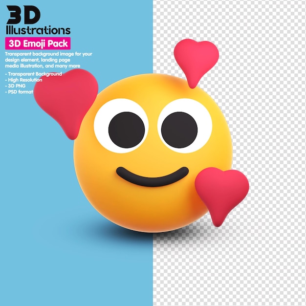 Iconos del paquete de emoji 3D alrededor de la representación 3D