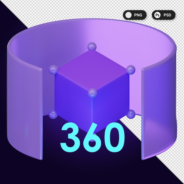 Los iconos de realidad virtual de rotación 360 establecen elementos de diseño web ux ui representación 3d