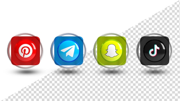 Iconos de redes sociales 3d colección de logotipos de redes sociales Premium