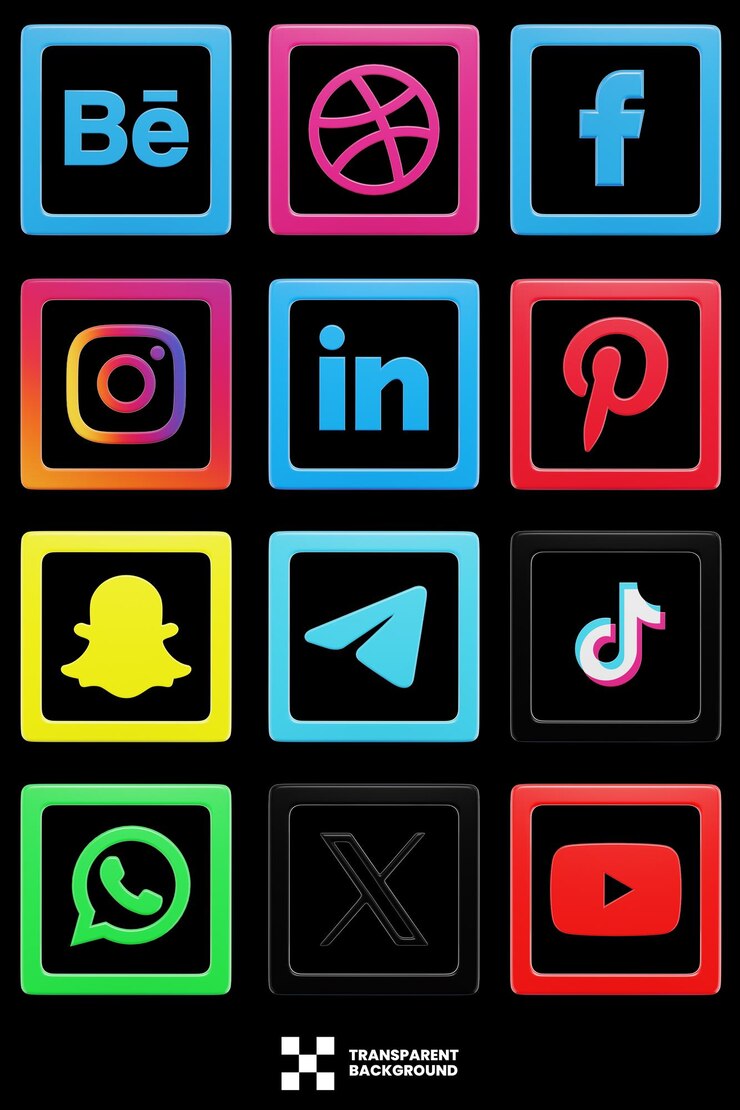 PSD iconos de las redes sociales en 3d