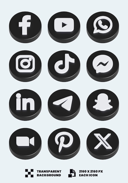 PSD iconos de las redes sociales en 3d