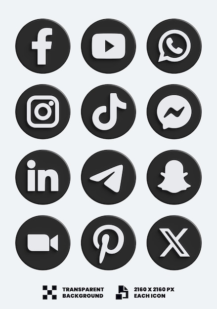 PSD iconos de las redes sociales en 3d