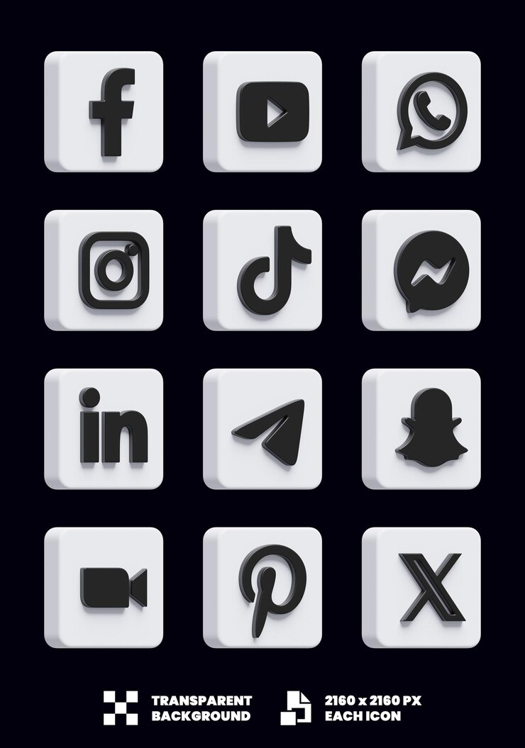 PSD iconos de las redes sociales en 3d