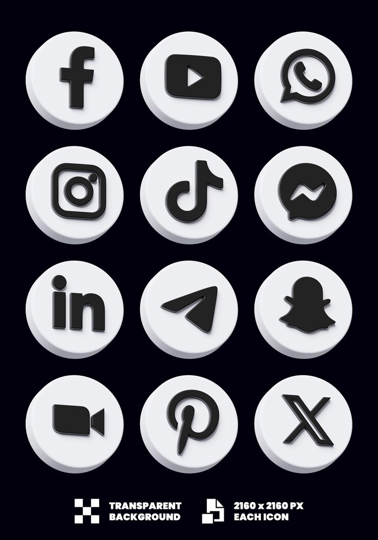 PSD iconos de las redes sociales en 3d