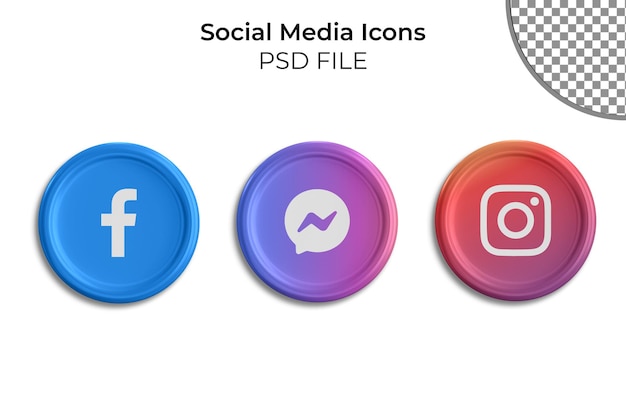 PSD iconos de redes sociales 3d