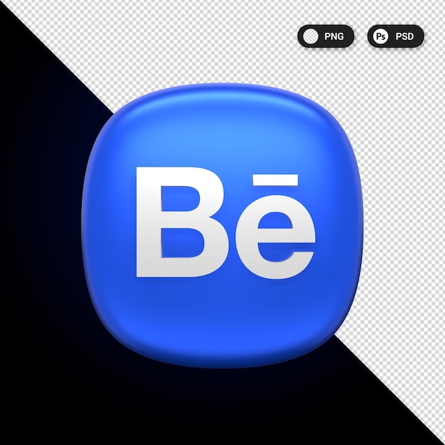 Los iconos de redes sociales de Behance establecen elementos de diseño web UX UI representación 3d