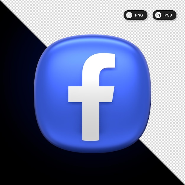 Iconos de redes sociales de Facebook Establecen elementos de diseño web UX UI Representación 3d