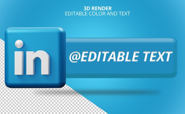 PSD iconos de redes sociales de linkedin con representación 3d del tercio inferior