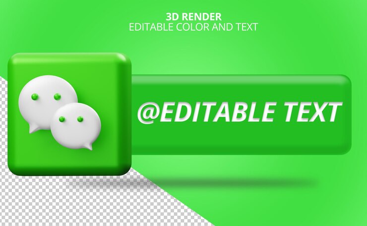PSD íconos de redes sociales de wechat con representación 3d del tercio inferior