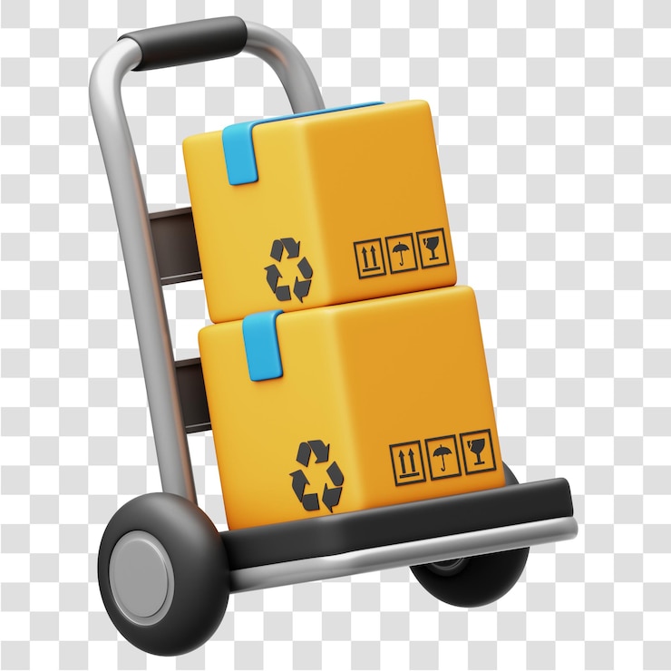 PSD iconos de renderización 3d de carretillas con fondo transparente aislado