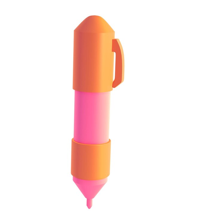 PSD iconos de renderización 3d oficina escuela pluma papelería escritura colores rosa y naranja ilustración de símbolos