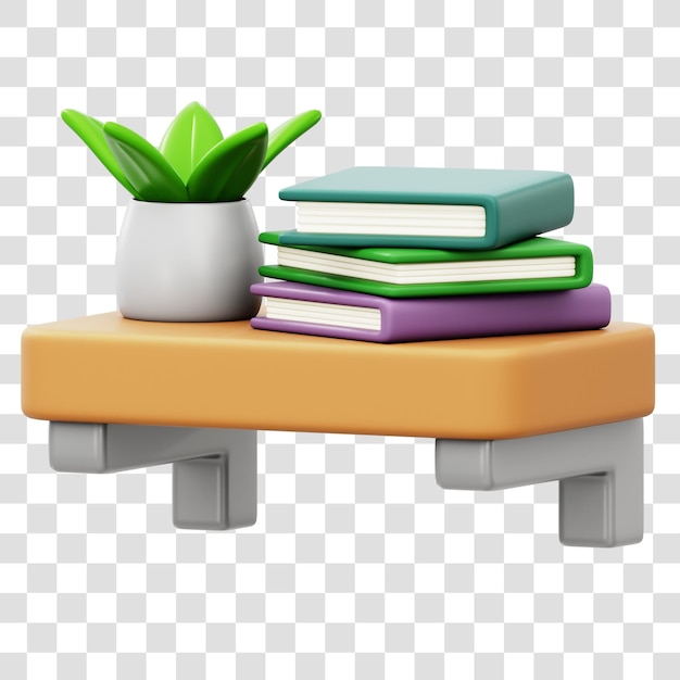Iconos de representación 3D de estantería con fondo transparente aislado