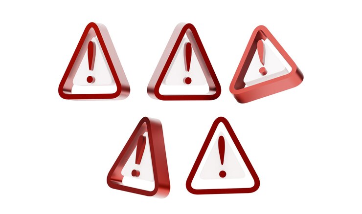 PSD iconos rojos de alerta 3d atención y símbolos de advertencia