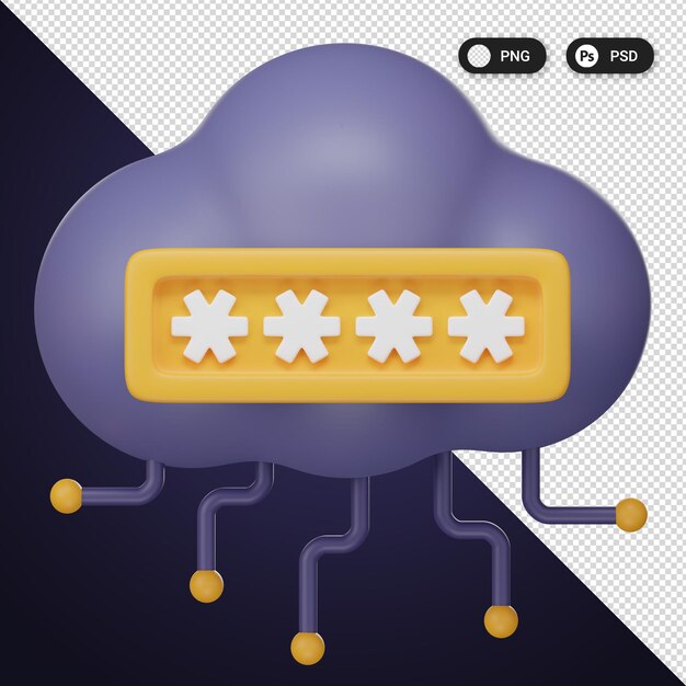 Iconos de seguridad cibernética set ux ui elementos de diseño web renderizado en 3D