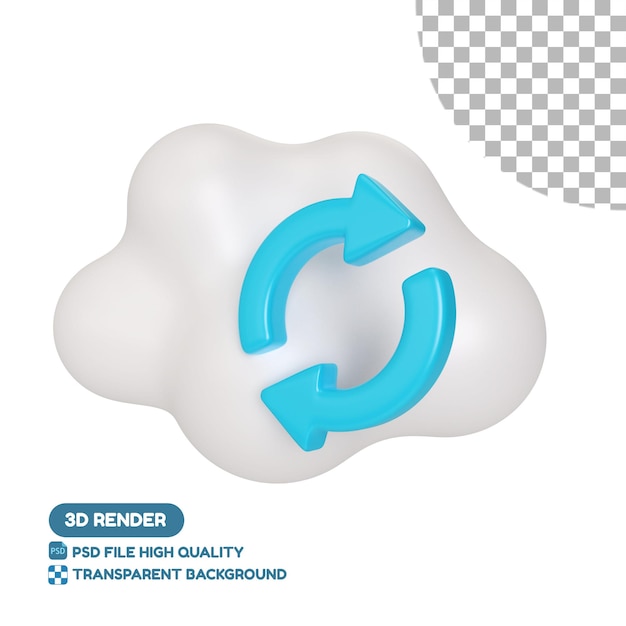 PSD iconos de sincronización en la nube icono de ilustración 3d