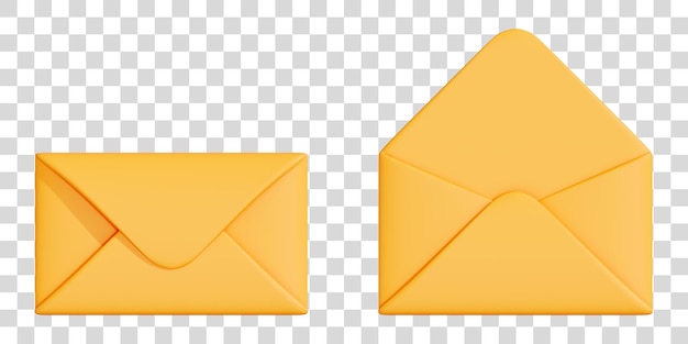 Iconos de sobre amarillo cerrado y abierto uno al lado del otro