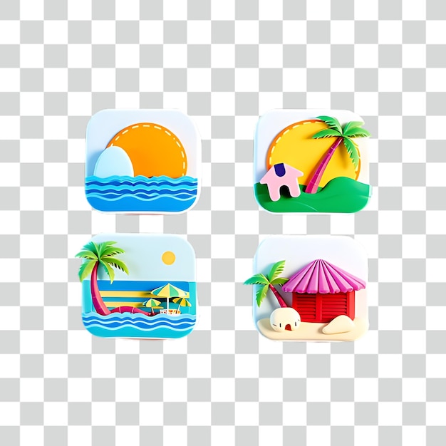 Iconos de vacaciones de verano conjuntos vacaciones vacaciones viajes y concepto de transporte