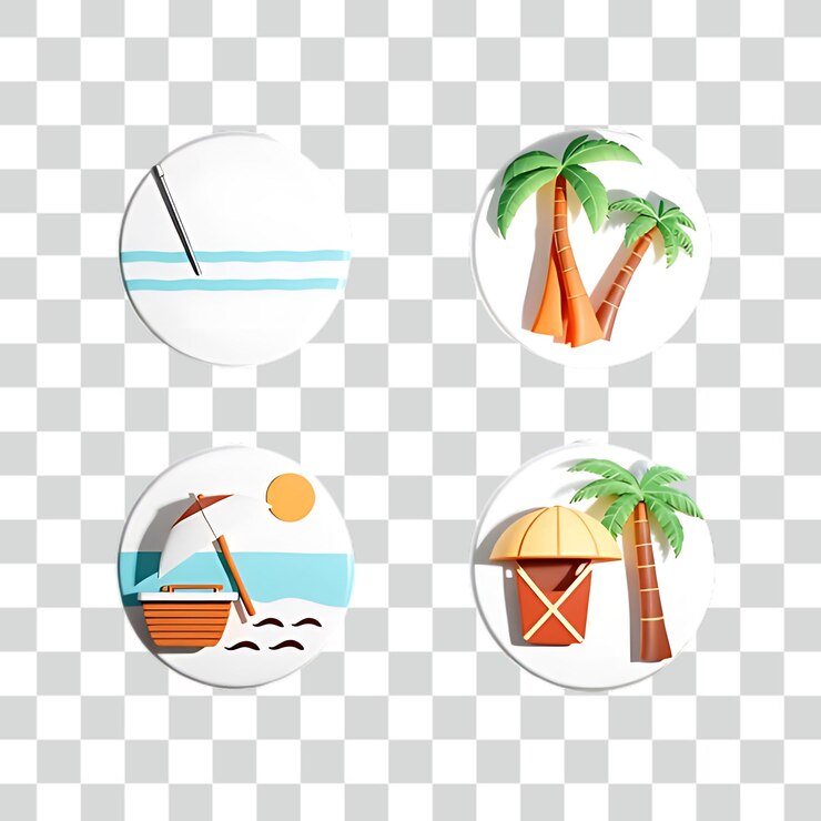 PSD iconos de vacaciones de verano conjuntos vacaciones vacaciones viajes y concepto de transporte