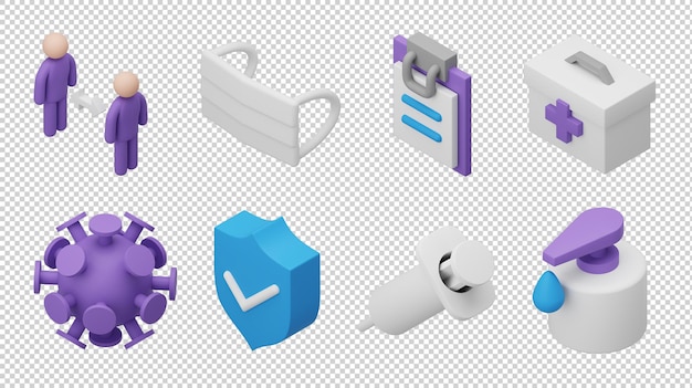 PSD iconos de vacuna 3d