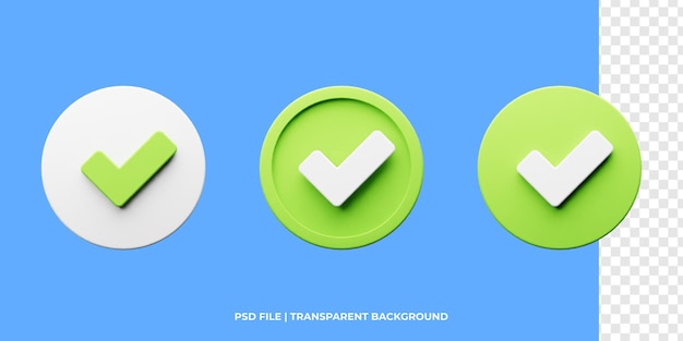 PSD iconos de verificación de procesamiento 3d