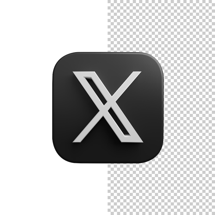 PSD iconos de x y twitter renderizados en 3d de alta resolución en un fondo transparente
