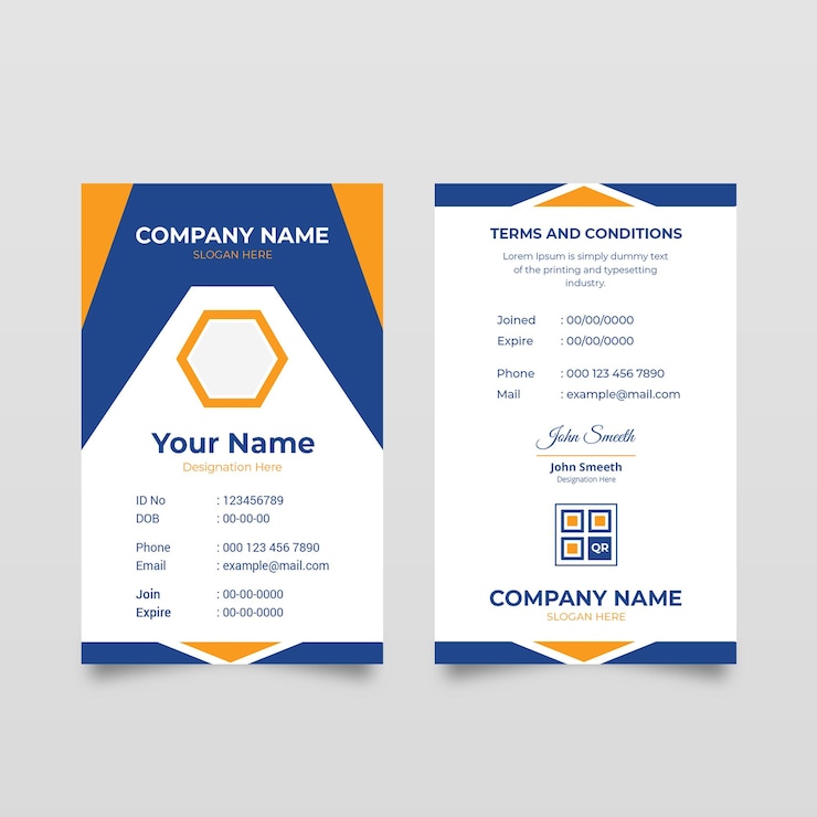 PSD id card template design for corporate company with creative shape